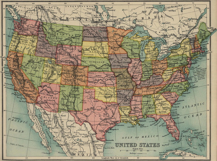 Map of the United States of America 1913