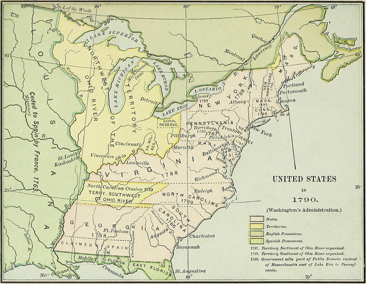 Map of the United States 1790