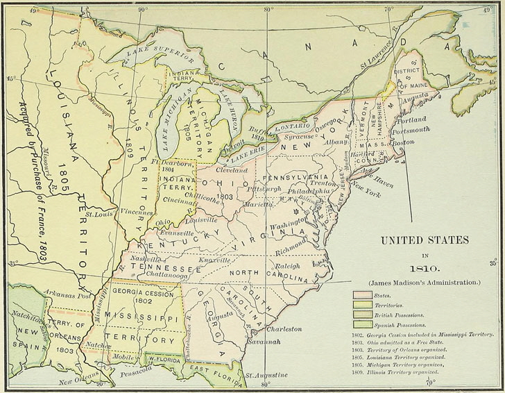 Map of the United States 1810