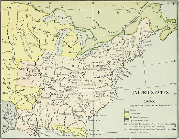 Map of the United States 1830